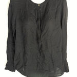 J.Crew J. Crew Black Viscose Long Sleeve Half Button Long Sleeve Shirt Women's Small Photo 0