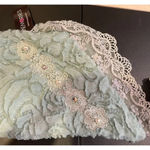 Chenille Style Faux Fur Scarf With‎ Lace Pearl Detail Romance NEW Mint Green Photo 2