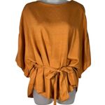 FAVLUX Boutique Golden Orange Wrap Bow Tie Waist Poncho Top Blouse Medium M Photo 0