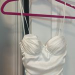 Oh Polly  Satin Ruched White Mini Dress Photo 5