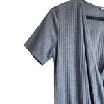 ZARA Jumpsuit Women S Gray Split V-Neck Bodice Short Sleeve Skinny Leg Ribbed Photo 3