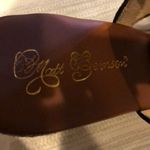 MATT BERSON Black Leather Slingback Adjustable Strap Wedges Photo 4