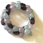 Green pink and purple wire triple strand bracelet Purple Photo 2