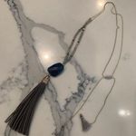 NWOT Stone and tassel necklace, adjustable Blue Photo 0