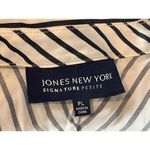 Jones New York  Black White Diagonal Striped V-neck Long Sleeve Office Top PL Photo 6
