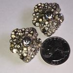 Vintage Dazzling Silver Tone Crystal Flower Shoe Clips Photo 2