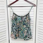 Elodie Tribal Print Tie Back Cropped Tank Top Y2K Teal Multi Size Small Photo 6