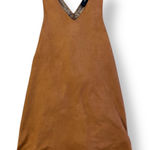 Olivaceous Faux Suede V-Neck Blouse Womens Size S Brown Boho Photo 0