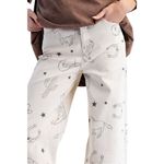 easel  Western Print Twill Wide Leg Stretchy Cotton Raw Hem Cropped Pants Small Photo 1