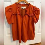 Anna Cate Abigail Puff Sleeve Blouse in Sienna Burnt Orange Medium STAIN Photo 1