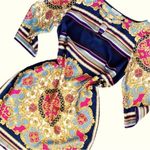 Sandra Darren Silky Handkerchief Dress with Gold Plate Keyhole Neckline Size 6 Photo 5