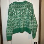 American Eagle  Fair Isle Snowdrift Sweater Green Women's Size Small Photo 6
