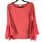 Joan Vass Blouse Top Long Bell Sleeve Flowy Orange M Photo 0