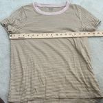 Madewell  Short Sleeve Crew Neck Striped T-shirt Size Small Tan & Pink Photo 6