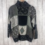 Vintage Fabe Turtleneck Sweater Womens M Black Gray Patchwork Grandpa Eclectic Size M Photo 0