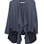 Logo Lounge Jacket Womens XL Colorblock Open Waterfall Cardigan Faux Suede Trim Purple Photo 0