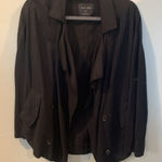 Love Tree Linen Blend Lightweight Casual Blazer Black Draped Front Women’s Small Photo 0