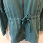 Pendleton  Full Zip Cardigan Hoodie Sweater Sz. S Teal Cinched Waist Pockets Photo 2