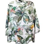 iLinen Lifestyle Parrot Tropical Linen Button Up Maxi Blouse Pockets White Sz L Size L Photo 6