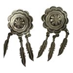 Vintage JJ Jonette 1988 Native American Southwestern Silver Post Earrings Photo 0