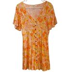 Rewind  Button Front Flutter Sleeve Skater Dress
orange yellow florals Fairy core Photo 2