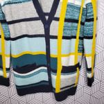 1901 Small  Abstract Plaid Button Front Cardigan Sweater Photo 7
