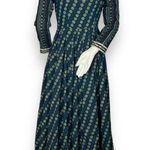 Idaho Clothing Indian Dress Maxi Scarf Set Dots Stripe Medium Cut Out Green Gold Photo 4
