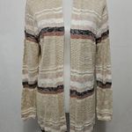 Dress Barn Beige Multicolored Marled Stripe Open Front Duster Cardigan Size Large Photo 0