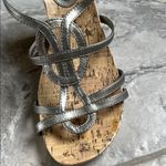Unlisted Silver Wedge Sandals with Metallic Straps Cork Heels Photo 3