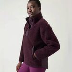 Athleta  Cozy Snap Jacket Sherpa Pullover Plum Purple  XS Teddy Quilted Photo 2
