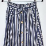 See You Monday  Skirt Size Large Striped Navy and White Button-Down Skirt Photo 2