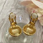 Vintage Gold tone Soccer Ball Honeycomb Clip On Earrings Photo 4