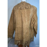 100% Leather Suede Blazer Fringe Jacket Women’s 26/28 Brown Photo 2