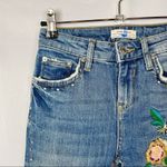 ZARA  Medium Wash Floral Embroidered Studded Skinny Jeans 2 Photo 4