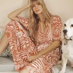 Anthropologie Orange Tropical Plunge V-Neck Tie Front Crop Top - S Photo 0