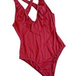 Zinke Deep Red Ruffled Marci One Piece Swimsuit Photo 0