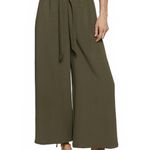 Mango Bow Culottes Ankle Pants Khaki Green XS Photo 0