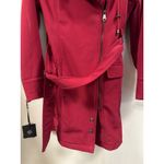 Nanette Lepore  Red Trench Coat Belted Moto Style Jacket Size Large Photo 4