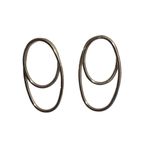 Silver Double Oval Drop Earrings Paperclip Pierced 2" Drop 10.49g Lightweight Photo 0