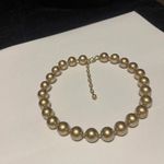 Monet Women’s Signed Beaded Necklace Gold Tone Clasp - Faux Pearl Chunky Bead Photo 0
