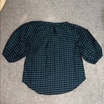 Apiece Apart  Mitte Puff Sleeve Striped Top Blouse Cotton Silk Forest Green Small Photo 6