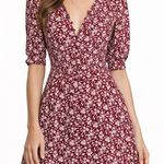 Reformation Laylin Mini Dress Women’s Size 8 Red White Floral Puff Sleeve Summer Photo 0