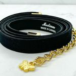 Black Faux Leather Belt Butterfly Charm Gold Chain Accents Medium (M) ✨ Photo 2