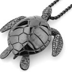Large Black Sea Turtle Pendant Necklace Stainless Steel Big Jewelry Men, Womans Photo 3