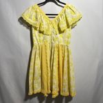 Handmade VTG 70s Yellow Floral Ruffle Dress Coquette Southern Belle Lace Tea Length M‎ Photo 1