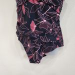 Eddie Bauer Floral Ruched Shaping One-Piece Swimsuit Black Criss Cross Back XL Photo 5