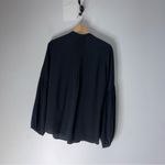 Joie  Tie Neck Keyhole Silk Ballon Sleeve Blouse Black Pleated Small Photo 1