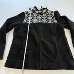 LL Bean Black White Fair Isle Full Zip Sweater Fleece Jacket Pockets Size SMALL Photo 8