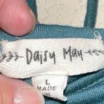 Daisy May  Teal Mini Dress Puff Sleeve Empire Waist Tie Back Size L Cottagecore Photo 2