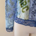 Jaipur blue paisley mesh velvet bomber jacket size small Photo 2